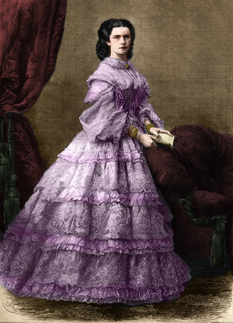 Retrato de Elisabeth de Wittelsbach (1837-1898) (sissi), Impress of Austria (1854-1898) e Rainha da Hungria (1867-1898), Nee Duchess in Baviere. (EMPRESA ELISABETH DA ÁUSTRIA). Gravura de 1864. Coleção privada. de Unknown artist