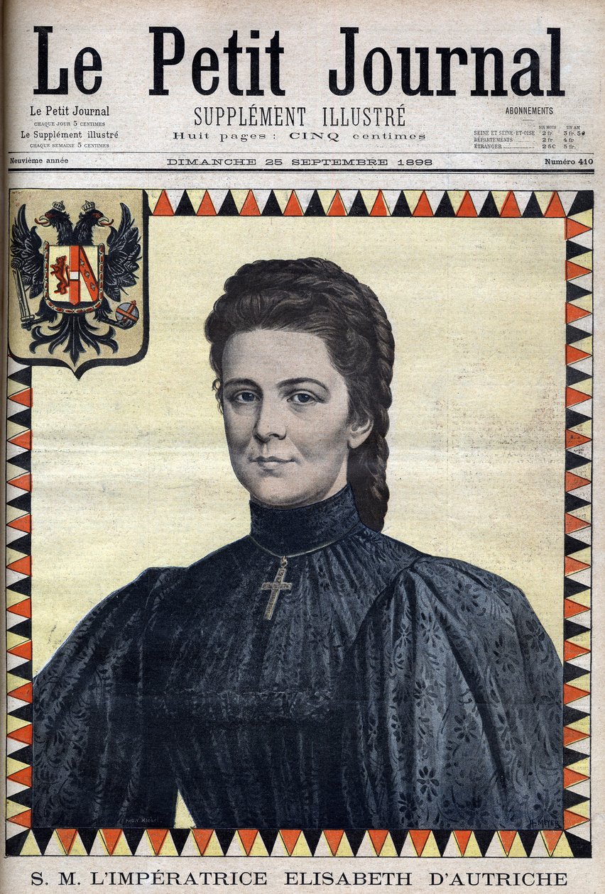 Retrato de Elisabeth of Austria (Sissi) - no "The Petity Journal" de 25/09/1898 de Unknown artist