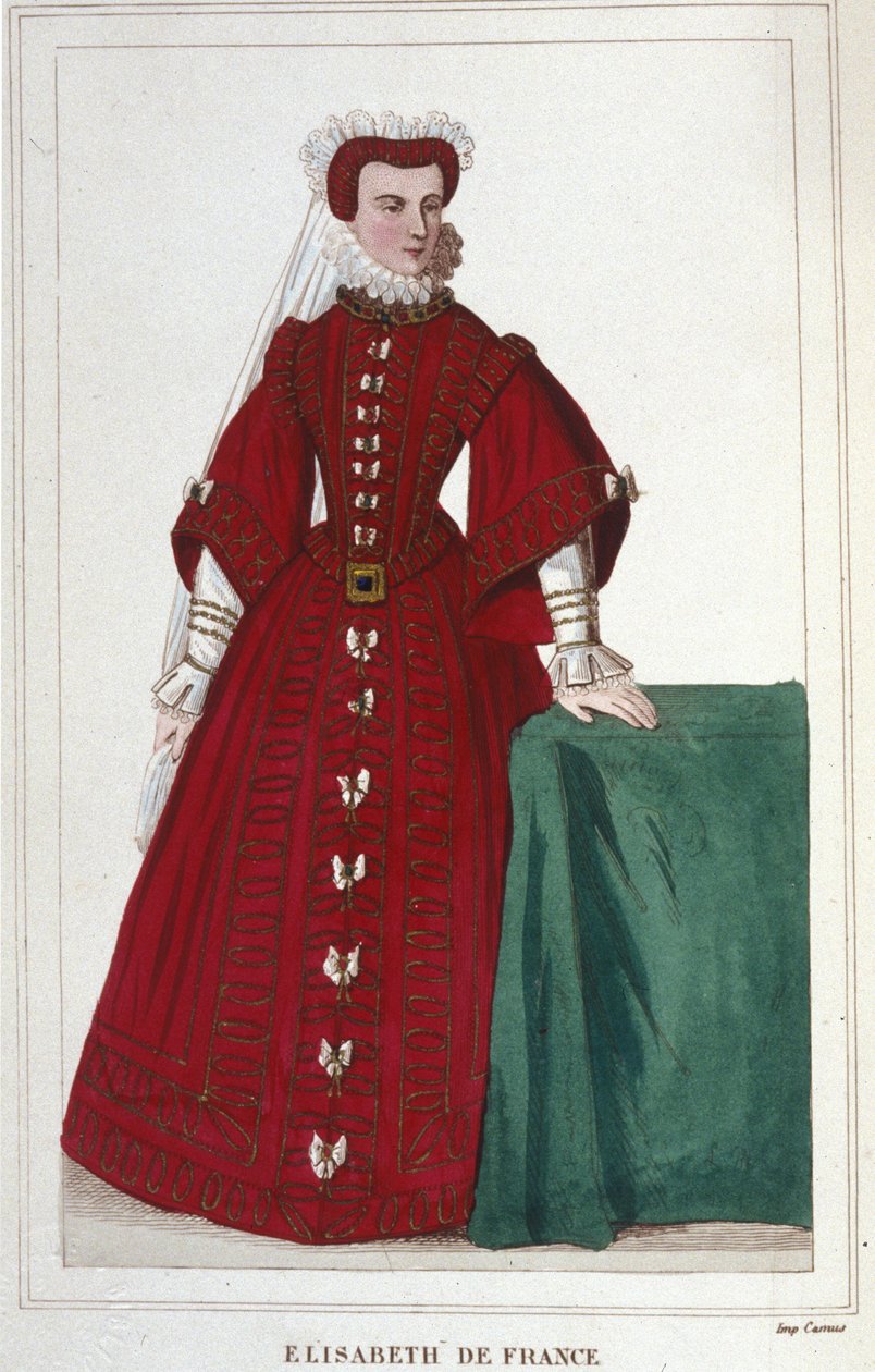 Retrato de Elisabeth de France 1545 - 1568 Filha de Henrique II e Catarina de Medici (Caterina de Medici) gravura de 1830 de Unknown artist