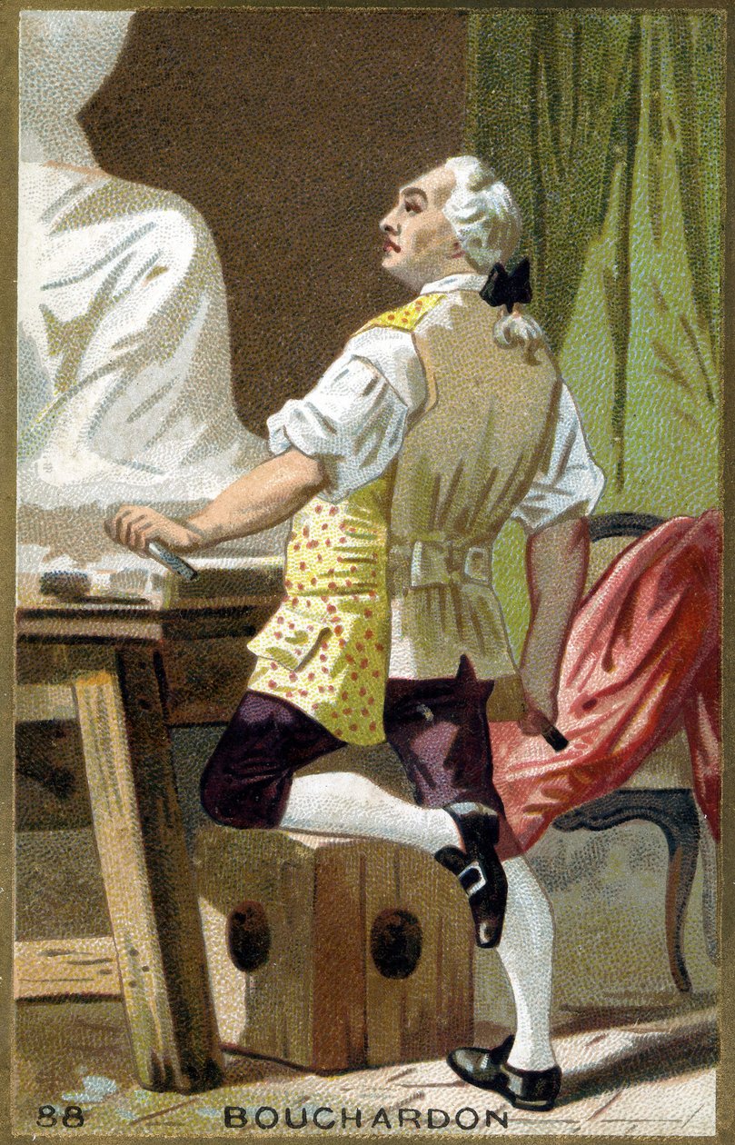 Retrato de Emile Bouchardon (1698 - 1762), escultor e cartoonista francês. Cromolitografia do século XIX. de Unknown artist