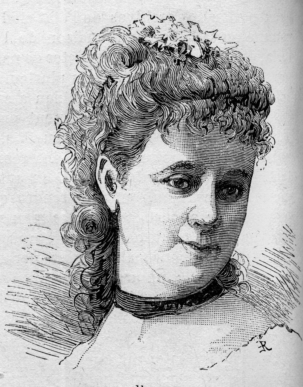 Retrato de Emilie Broisat (1848-1929), comediante francesa, membro da Comedie Francaise. Gravura em "Le Monde Illustré" n¡1168 de 16 de Agosto de 1879. de Unknown artist