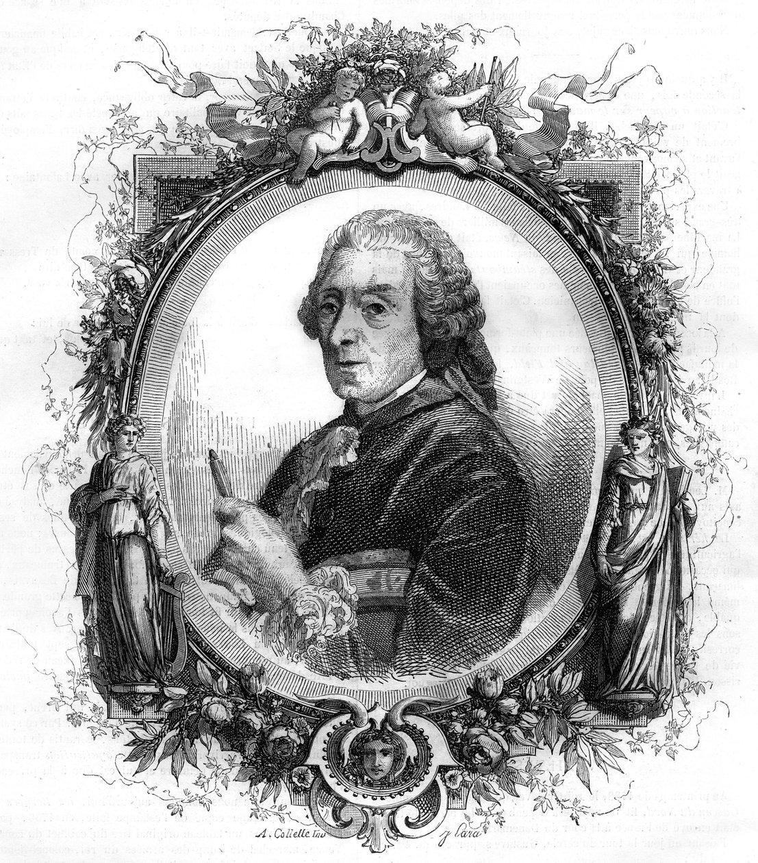 Retrato do pintor inglês François Boucher (1703-1770) gravura 1858 de Unknown artist