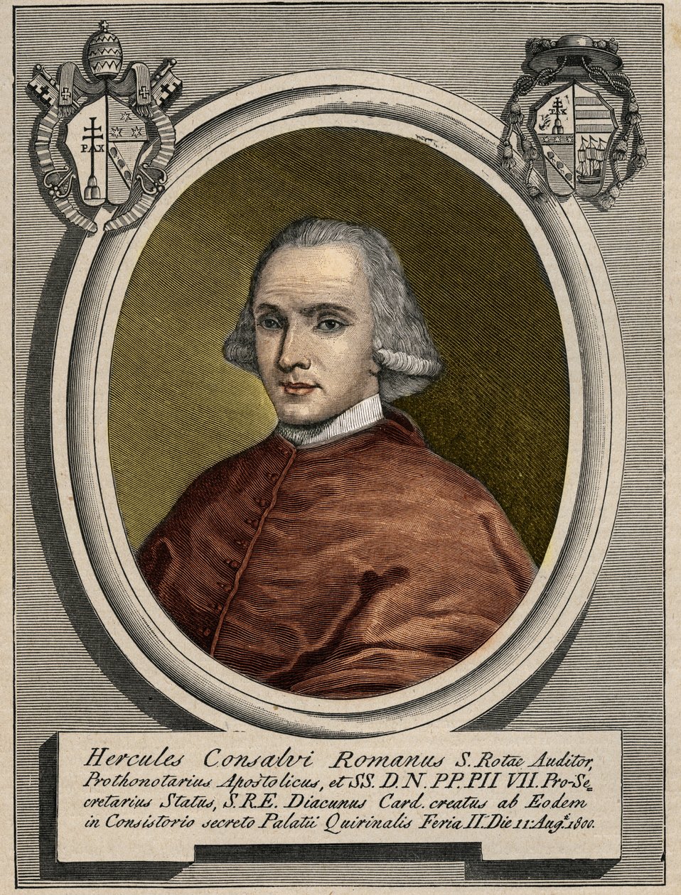 Retrato de Ercole (Hércules) Consalvi (1757-1824), Cardeal Secretário de Estado de Pio VII. Gravura do século XIX. de Unknown artist