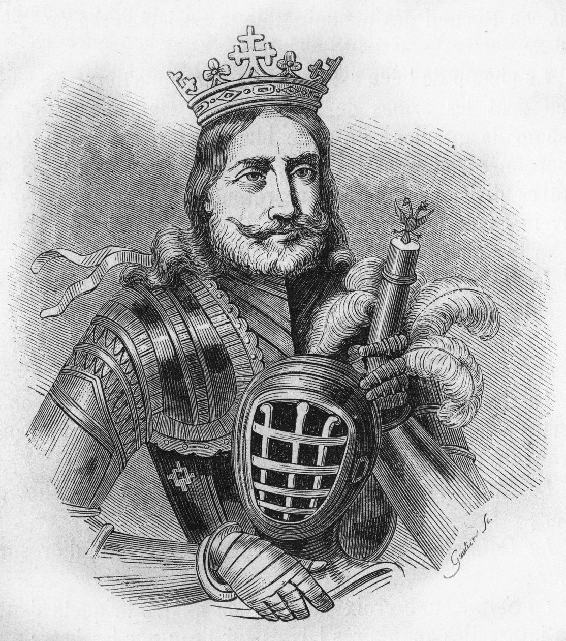 Retrato de Etienne IX UroU IV DuUan em francês, Etienne Douchan (1308 a 1355). Rei, então czar dos sérvios. gravura de 1840. de Unknown artist