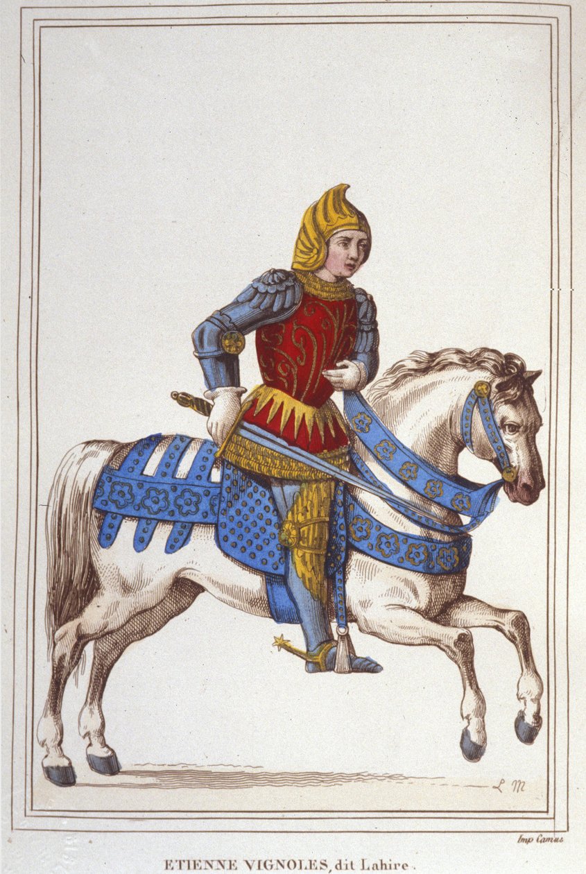Retrato de Etienne de Vignoles ou Vignolles dit La Hire (Lahire). Guerreiro francês 1390-1443.gravura de 1830 de Unknown artist