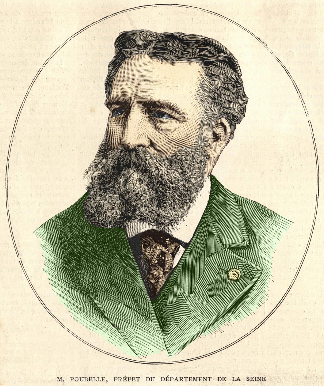 Retrato de Eugene Rene Poubelle (1831 - 1907), funcionário público francês e prefeito do Sena. Coll. Bianchetti. de Unknown artist