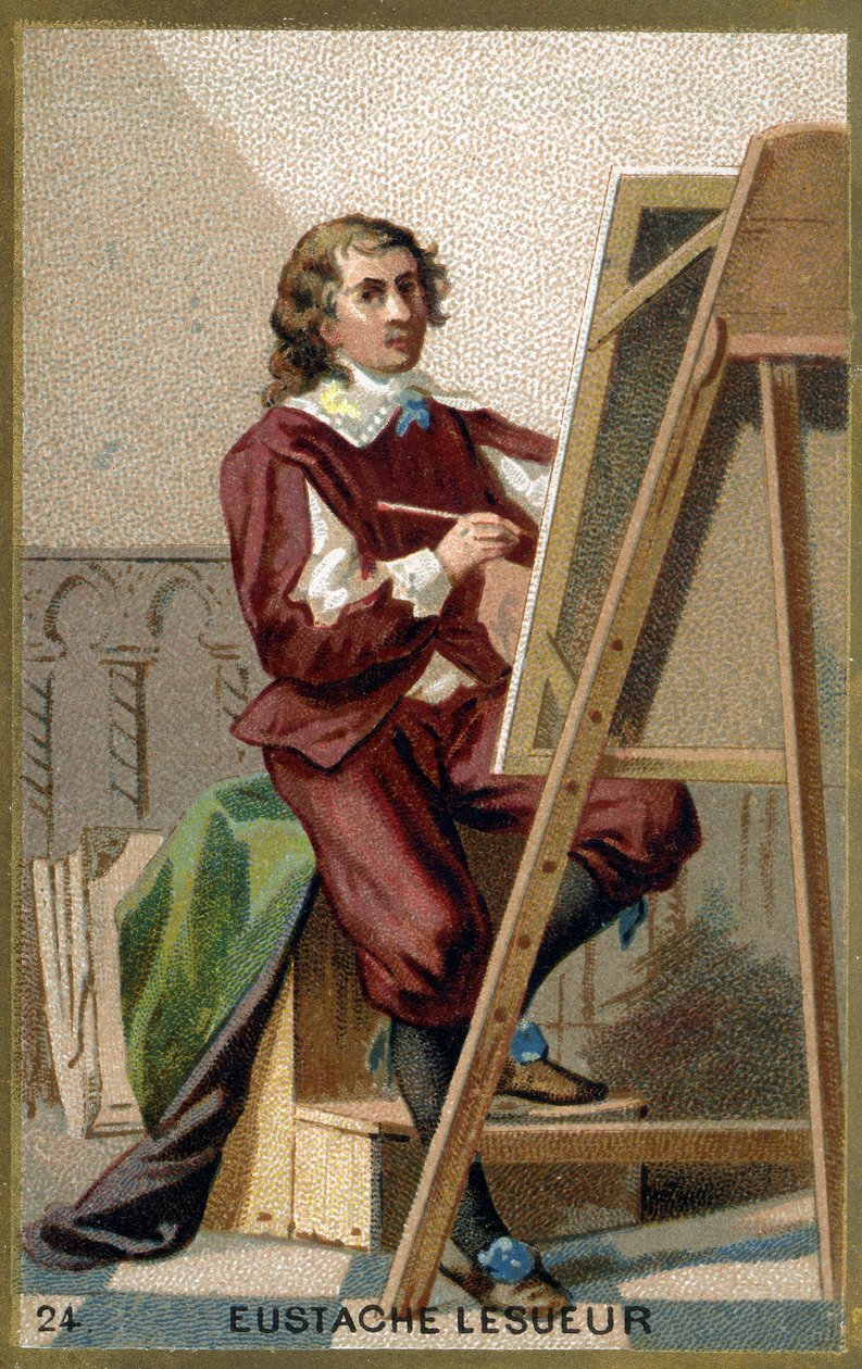 Retrato de Eustache Le Sueur (1617 - 1655), pintor, designer e decorador francês. Cromolitografia do século XIX. de Unknown artist