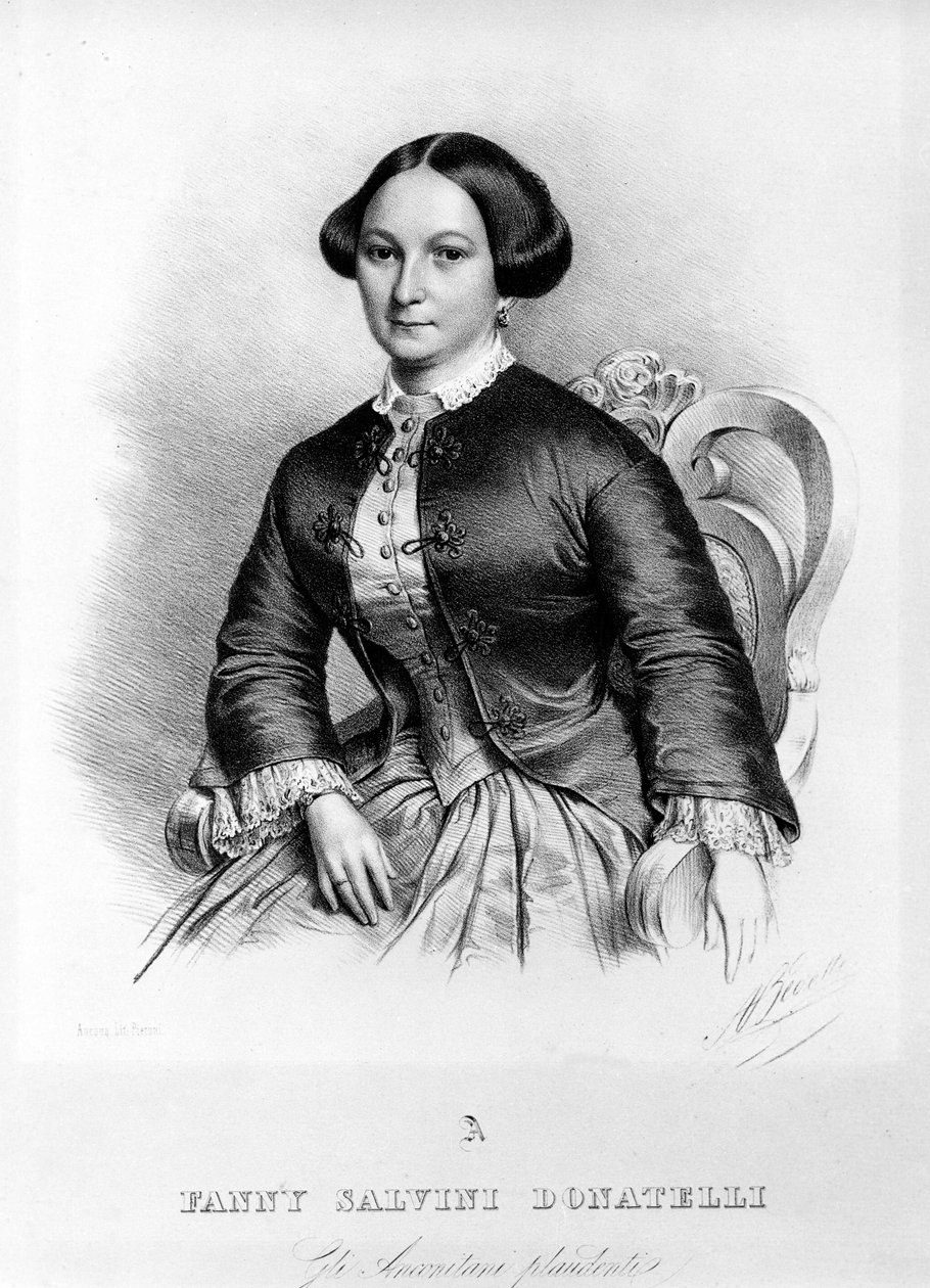 Retrato de Fanny Salvini Donatelli, cantora que interpretou a primeira Violetta em "La Traviata", de Giuseppe Verdi, em 1853. de Unknown artist