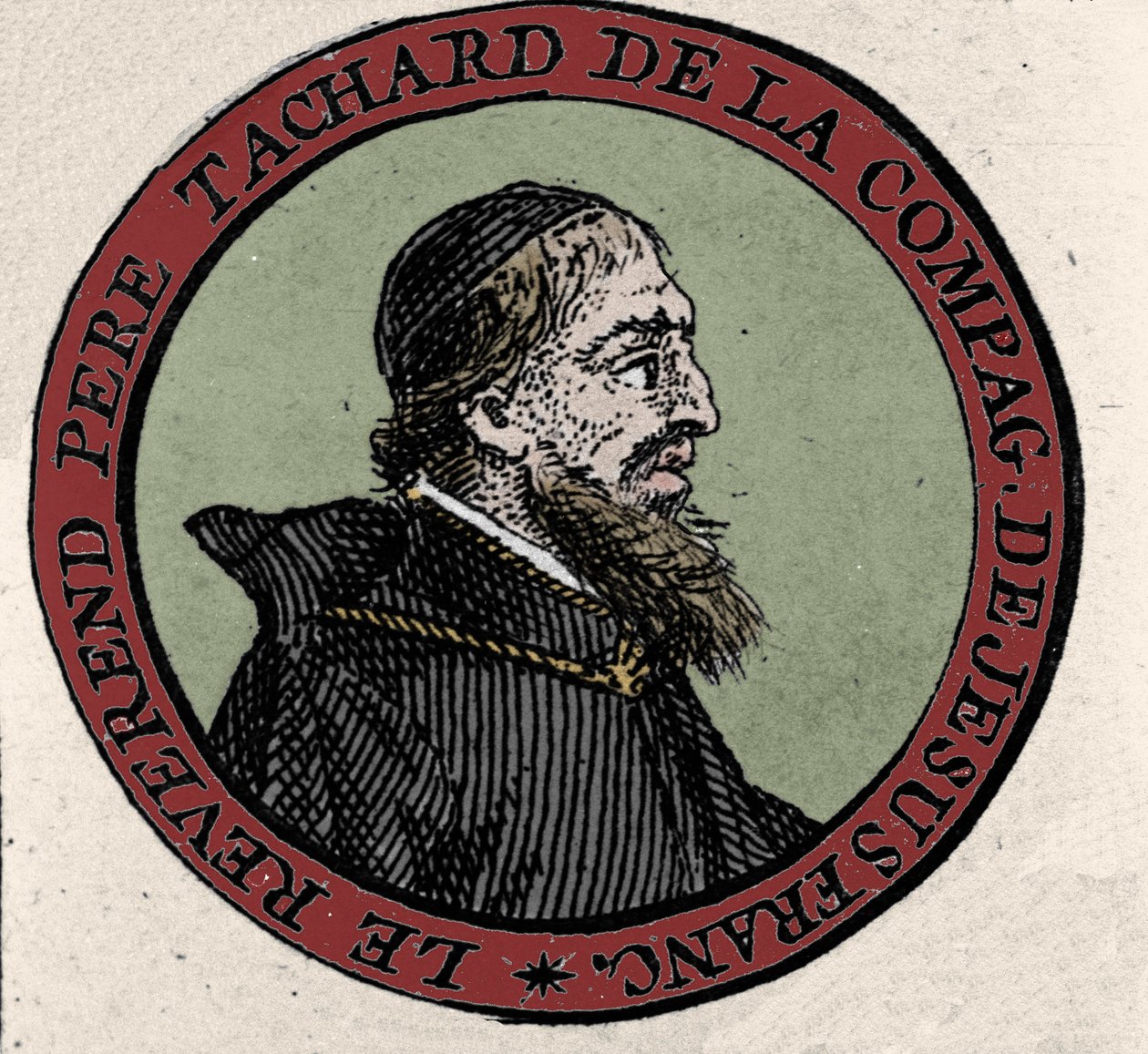 Retrato do Padre Guy Tachard, um missionário no Sião em 1685. Gravura a partir de um Atlas do século XVII de Unknown artist