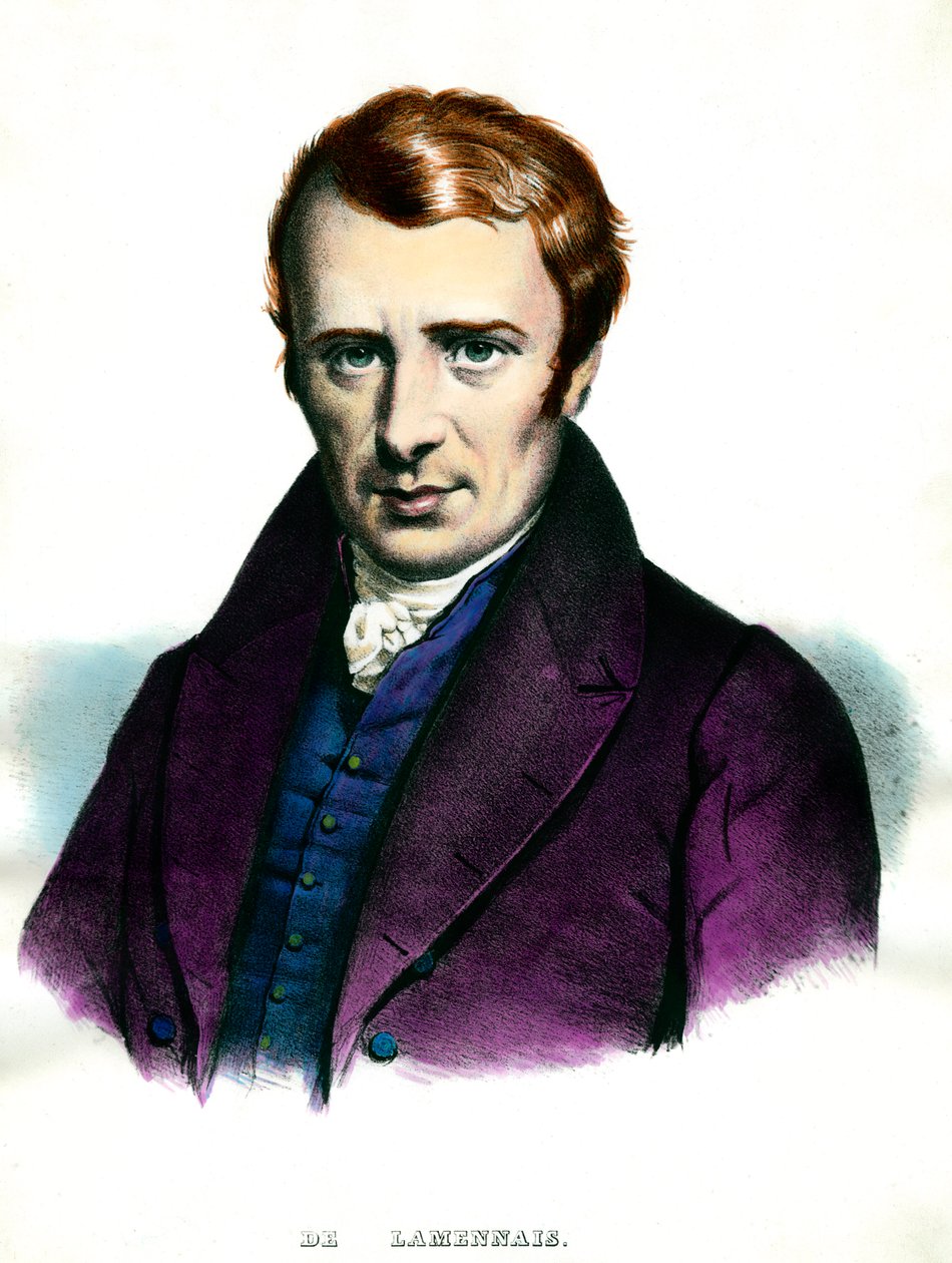 Retrato de Felicite Robert de Lamennais (1782-1854) escritor francês. Gravura da Coleção Privada do século XIX de Unknown artist