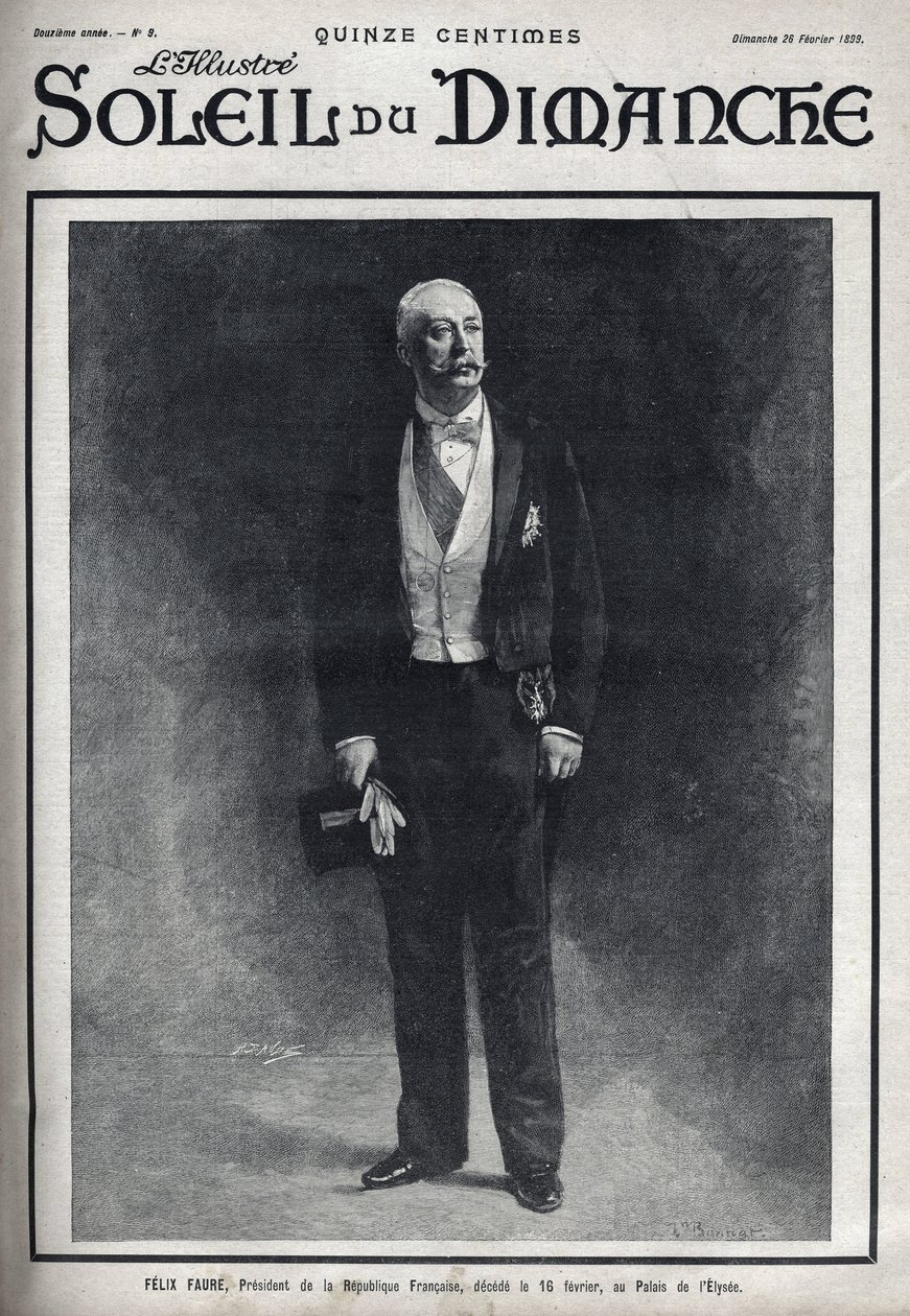 Retrato de Felix Faure (1841-1899), Presidente da República Francesa publicado durante a sua morte em 16 de Fevereiro no Palais de l