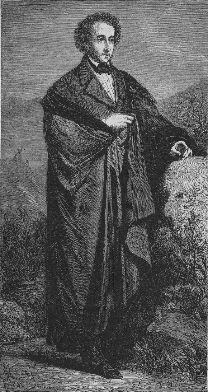 Retrato de Felix Mendelssohn - Bartholdy (1809 - 1847) Compositor alemão por Hamman. de Unknown artist