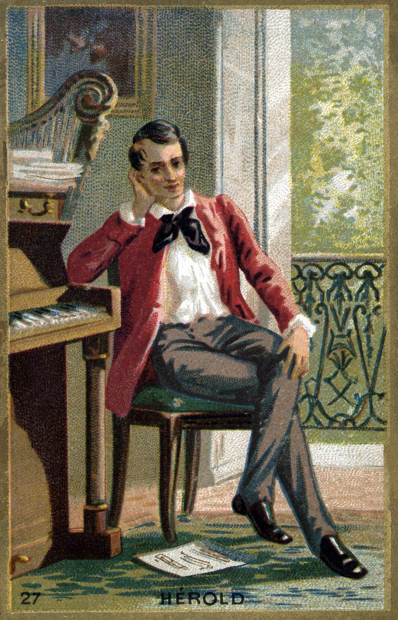 Retrato de Ferdinand Hérold (1791 - 1833), compositor francês. Cromolitografia do século XIX. de Unknown artist