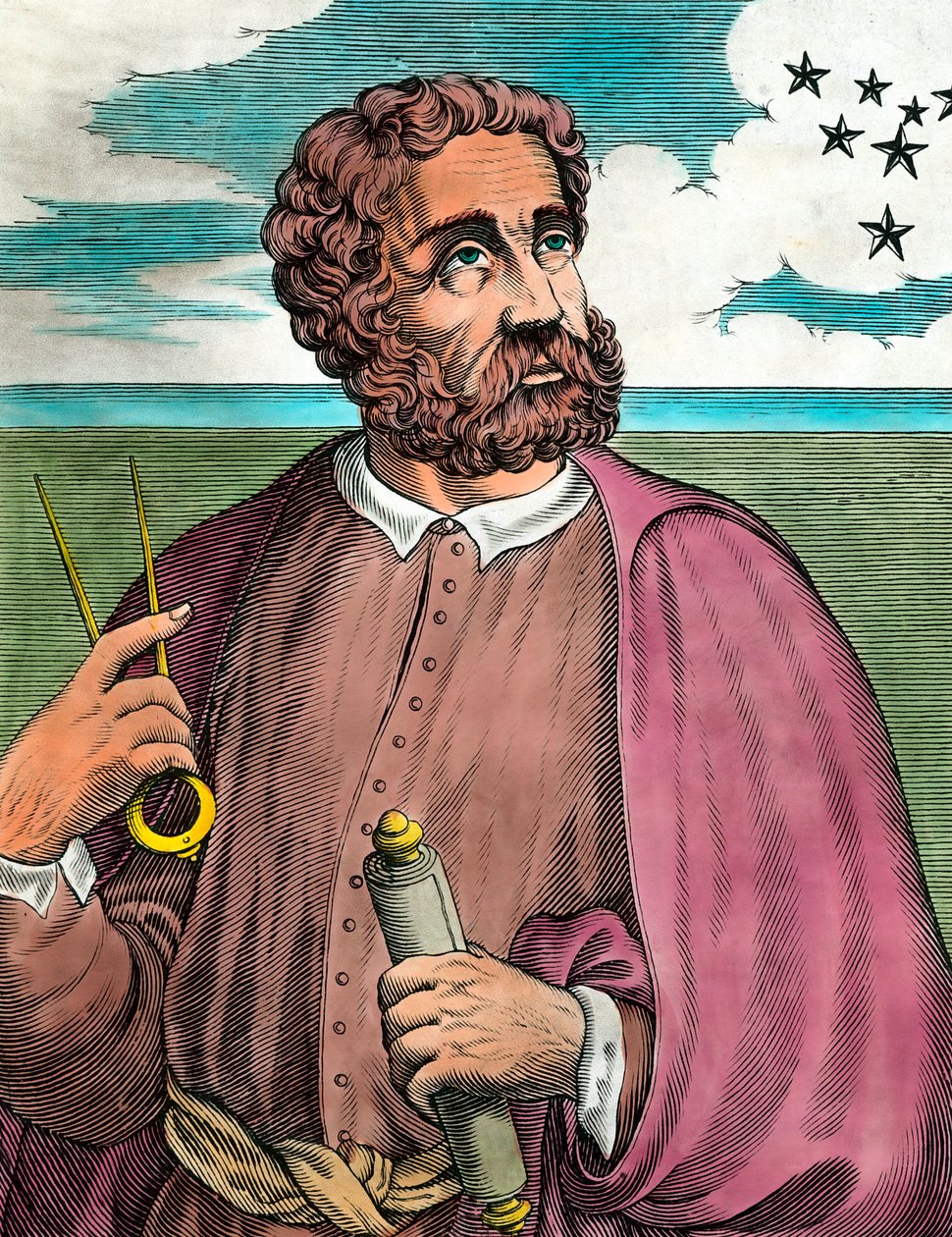 Retrato de Fernão de Magalhães (1480-1521), navegador português - Gravura do século XVI - Colecção Privada - Retrato de Fernão de Magalhães (1480-1521) Explorador português - Gravura do século XVI - Colecção Privada de Unknown artist