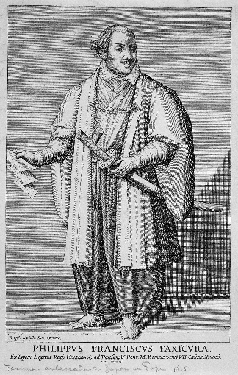 Retrato de Filippo Francesco Faxicura (Philip Francis Faxicura ou Tsunenaga Hasekura de Unknown artist