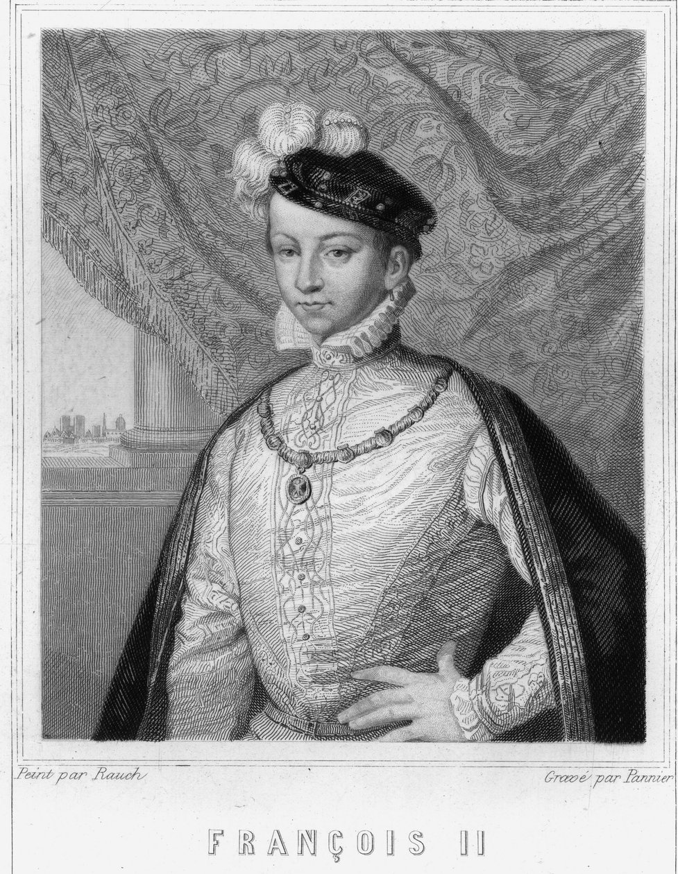 Retrato de Francisco II (1544 - 1560), Rei de França - em "Histoire des Français" de Lavallée, gravura, sd. de Unknown artist