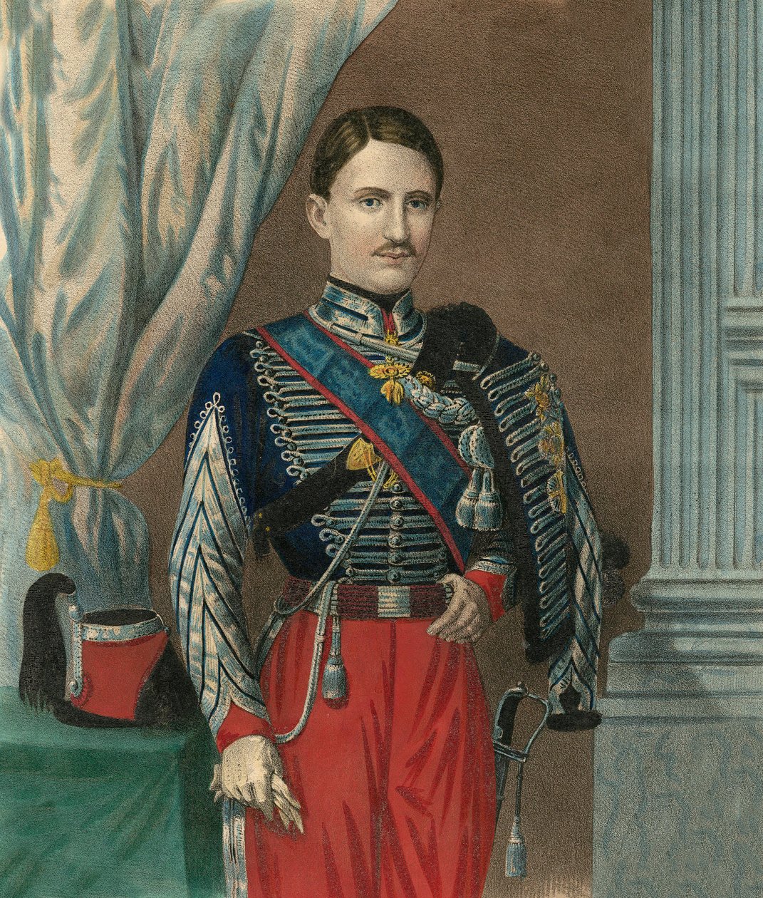 Retrato de Francisco II Rei das Duas Sicílias (Francesco II delle Due Sicilie) (1836-1894) com o Colar da Ordem do Velo de Ouro - Retrato de Francisco II das Duas Sicílias (1836-1894), Rei do Reino das Duas Sicílias de Unknown artist