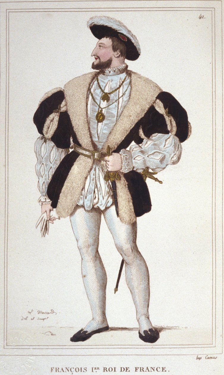 Retrato de François I (1494 - 1547) Gravura de 1830 de Unknown artist