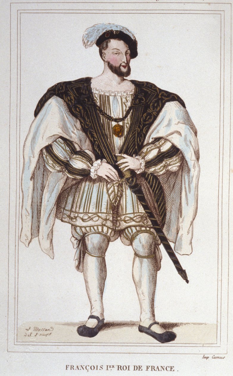 Retrato de François I (1494 - 1547) Gravura de 1830 de Unknown artist