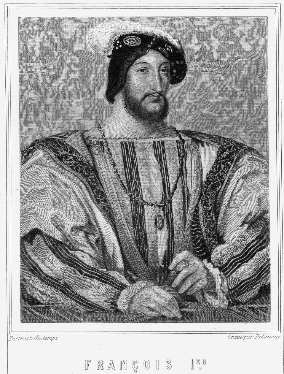 Retrato de François I (1494 - 1547), Rei de França - em "Histoire des Français" de Lavallée, gravura, sd. de Unknown artist