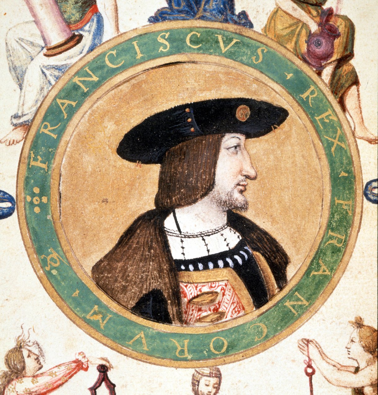 Retrato de François I, miniatura do século XVI. de Unknown artist