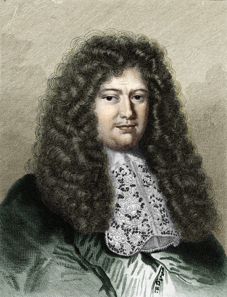 Retrato de François Michel Le Tellier, Marquês de Louvois (1639 - 1691), político francês - na Histoire des Français de Lavallée, gravura, sd. de Unknown artist