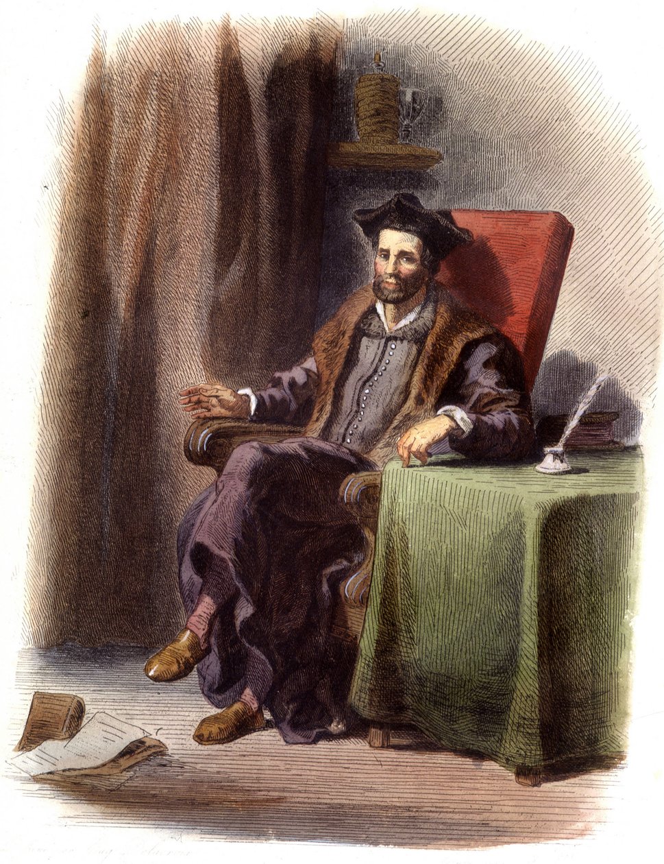 Retrato de François Rabelais sentado (1483-1553) - em "Le Plutarque francais", Ed. Mennechet de Unknown artist