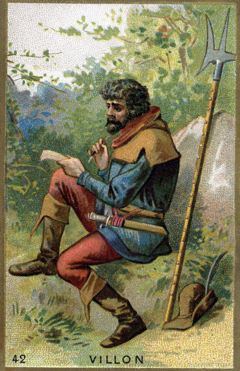 Retrato de François Villon (c. 1431 - depois de 1463), poeta francês. Cromolitografia do século XIX. de Unknown artist