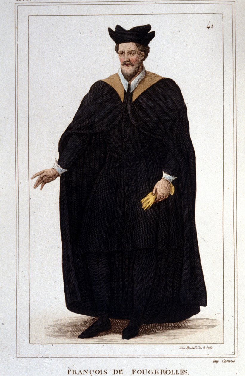 Retrato de François de Fougerolles, latinista, doutor em Medicina. Ele viveu no século XVI. Gravura a partir de 1830. de Unknown artist