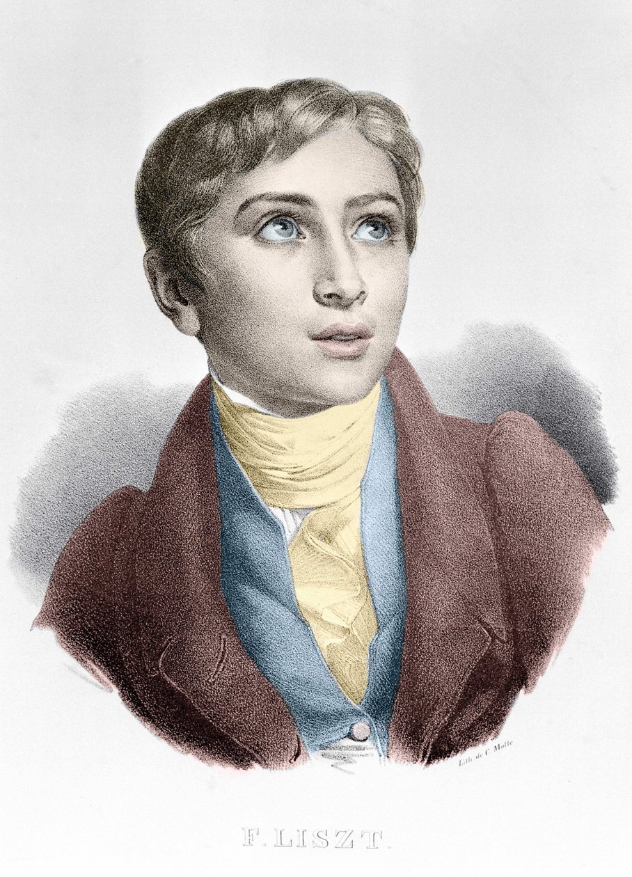 Retrato de Franz Liszt (1811-1886), compositor e pianista húngaro. de Unknown artist
