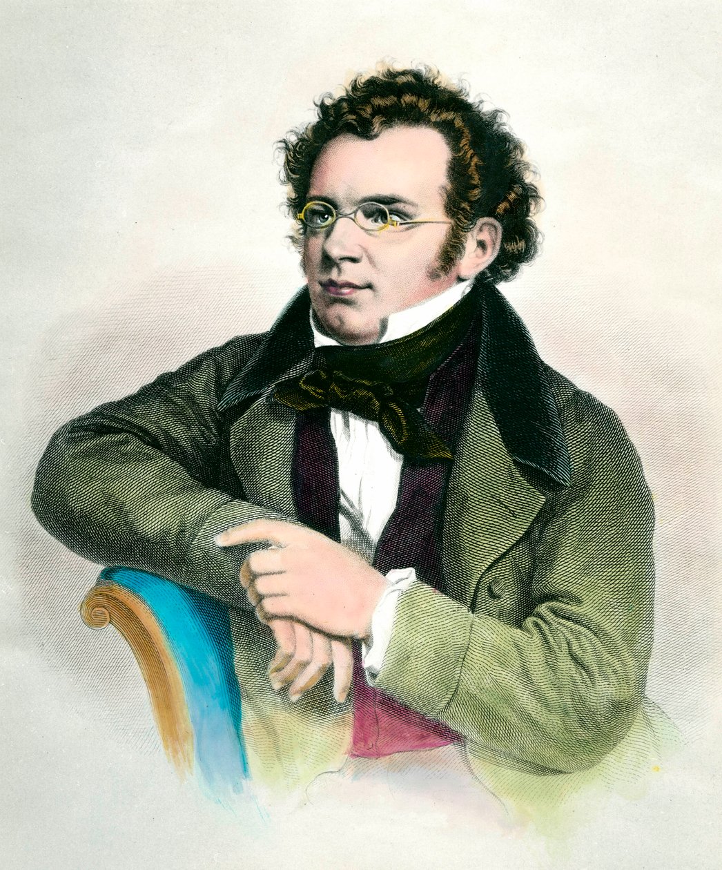 Retrato de Franz Schubert (1797-1828), compositor austríaco. Gravura do século XIX. Coleção particular de Unknown artist