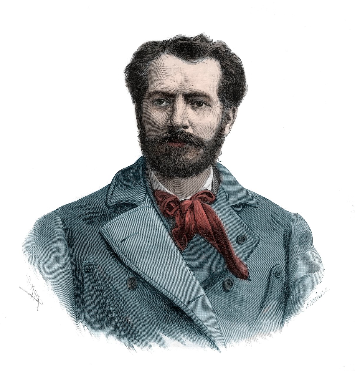 Retrato de Frederic Auguste Bartholdi (1834-1904), escultor francês - gravura 1883 de Unknown artist