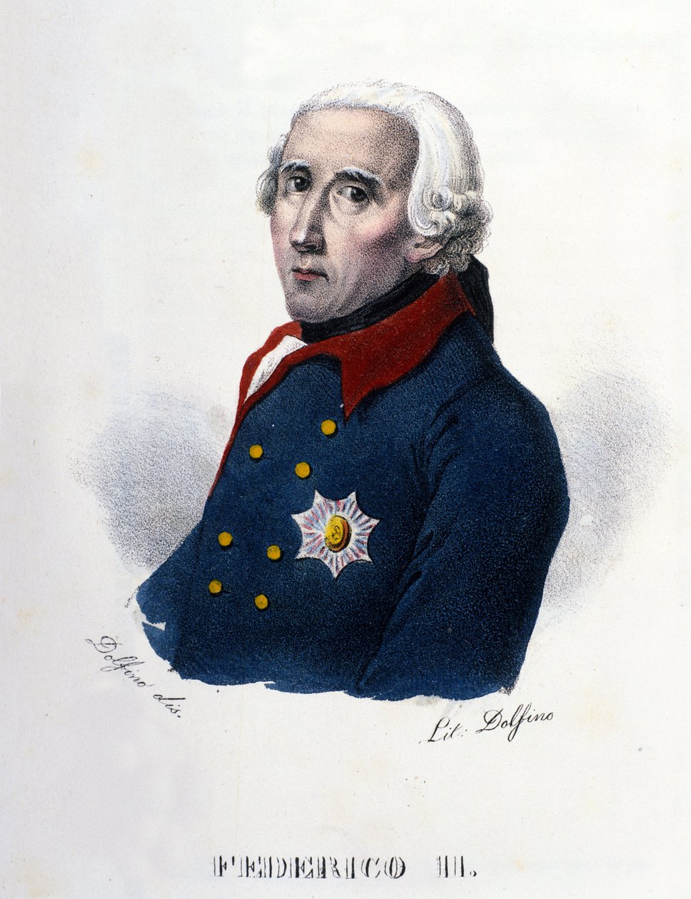 Retrato de Frederico II da Prússia (1712-1786) conhecido como Frederico o Grande. Gravura do século XIX. . de Unknown artist