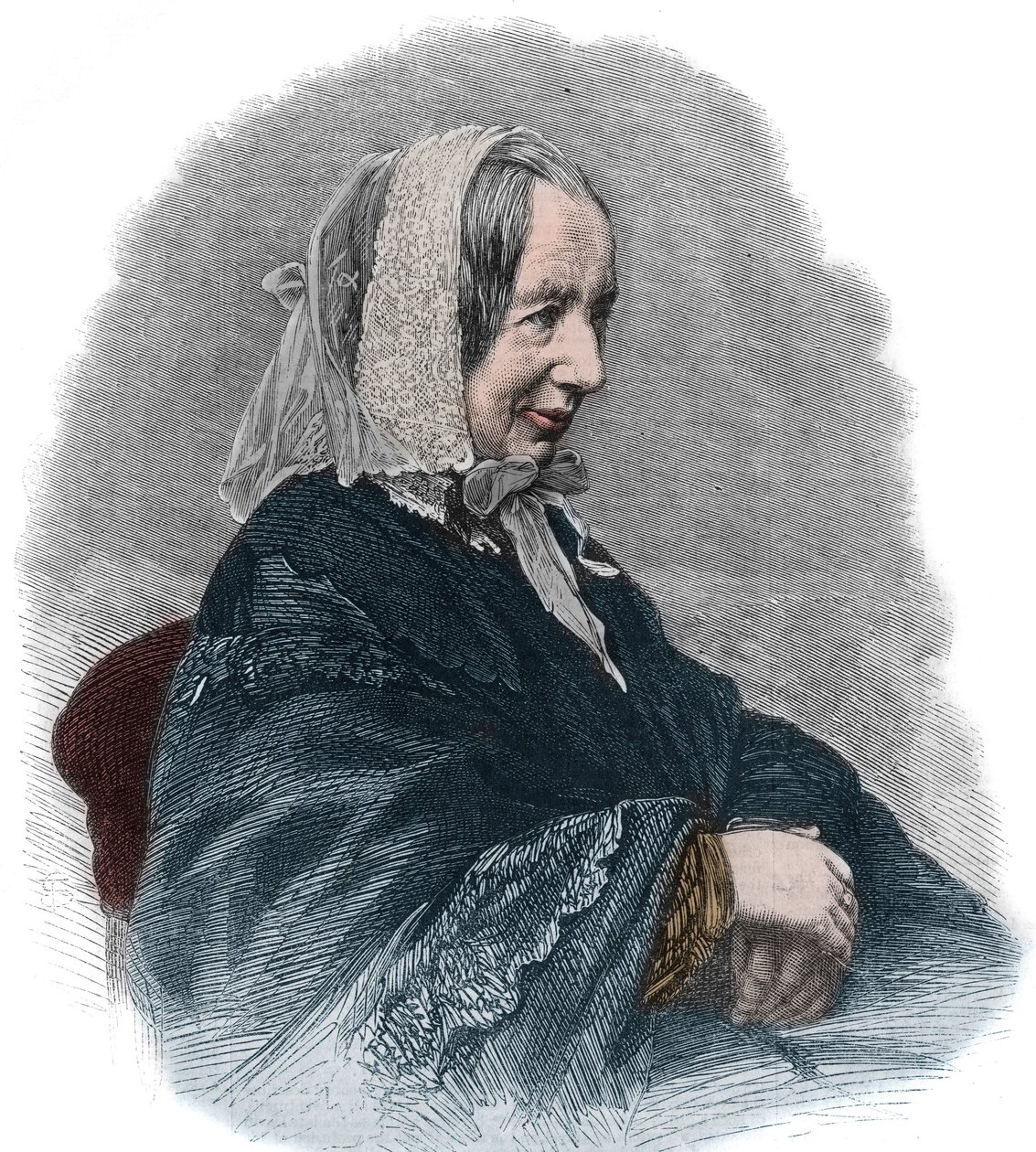 Retrato de Fredrika Bremer (1801-65) (gravura) uma escritora sueca e uma feminista ativista de Unknown artist