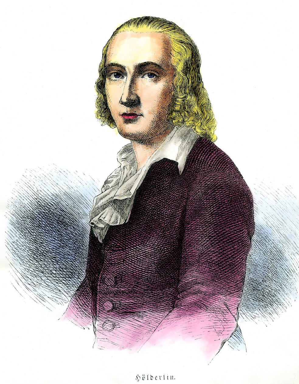 Retrato de Friedrich Holderlin (1770-1843) Poeta alemão Gravura do século XIX Coleção particular de Unknown artist