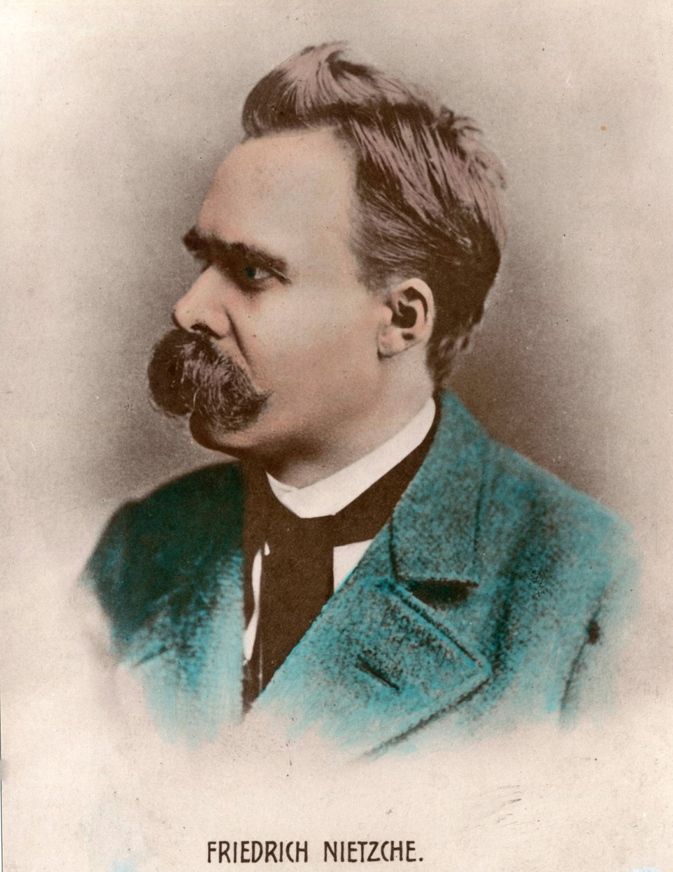 Retrato de Friedrich Nietzsche (1844 - 1900), filósofo alemão. Gravura do século XIX. Coleção particular. de Unknown artist