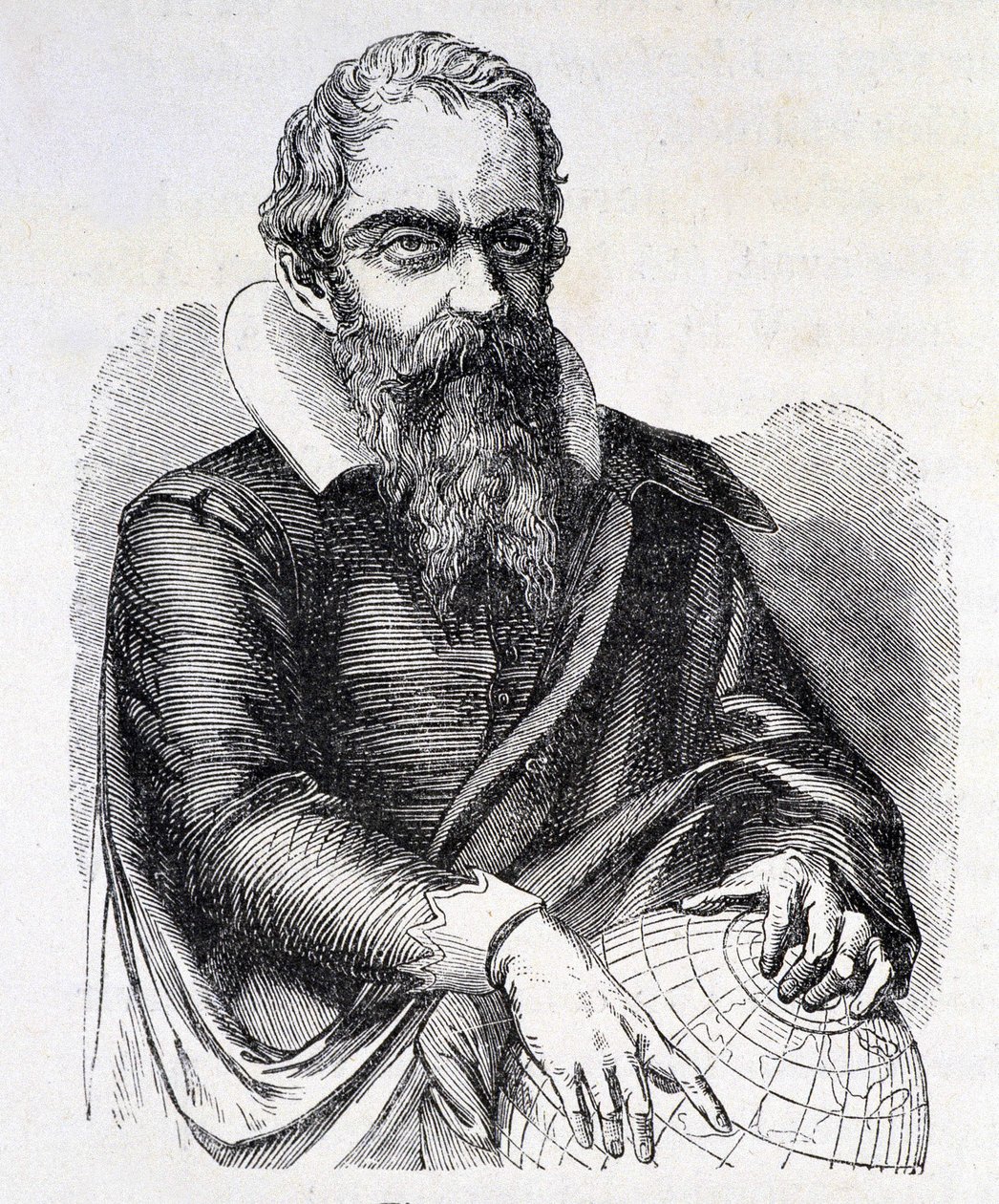 Retrato de Galileo Galilei dit Galileo (1564 - 1642)., Gravura do século XIX. de Unknown artist