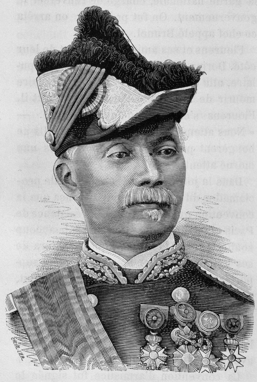 Retrato de General Pourcet. Gravura do século XIX. de Unknown artist