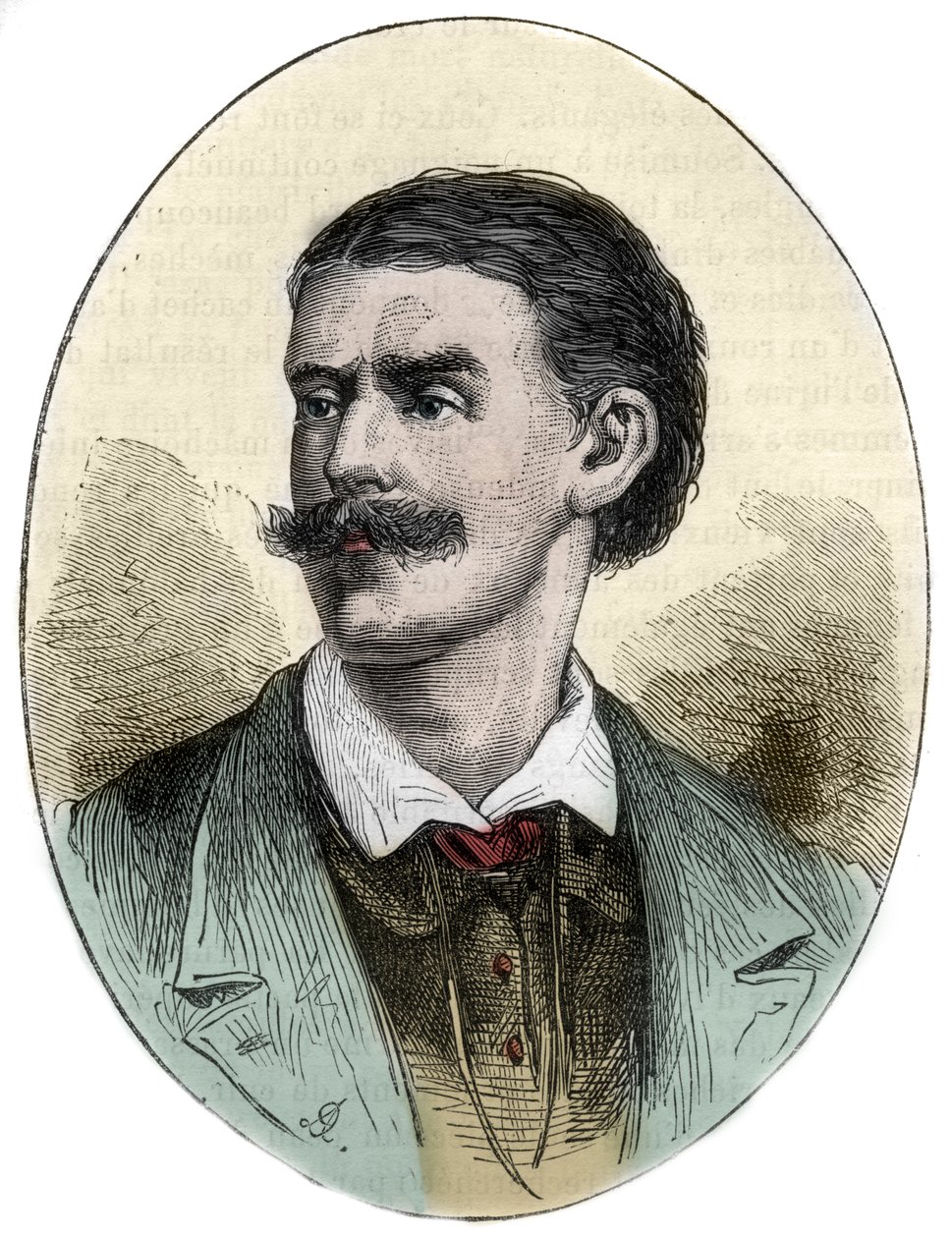 Retrato de Georg August Schweinfurth (1836-1925) explorador, botânico e antropólogo alemão gravado a partir do "Histoire pitoresco das grandes viagens do século XIX". 1877 de Unknown artist
