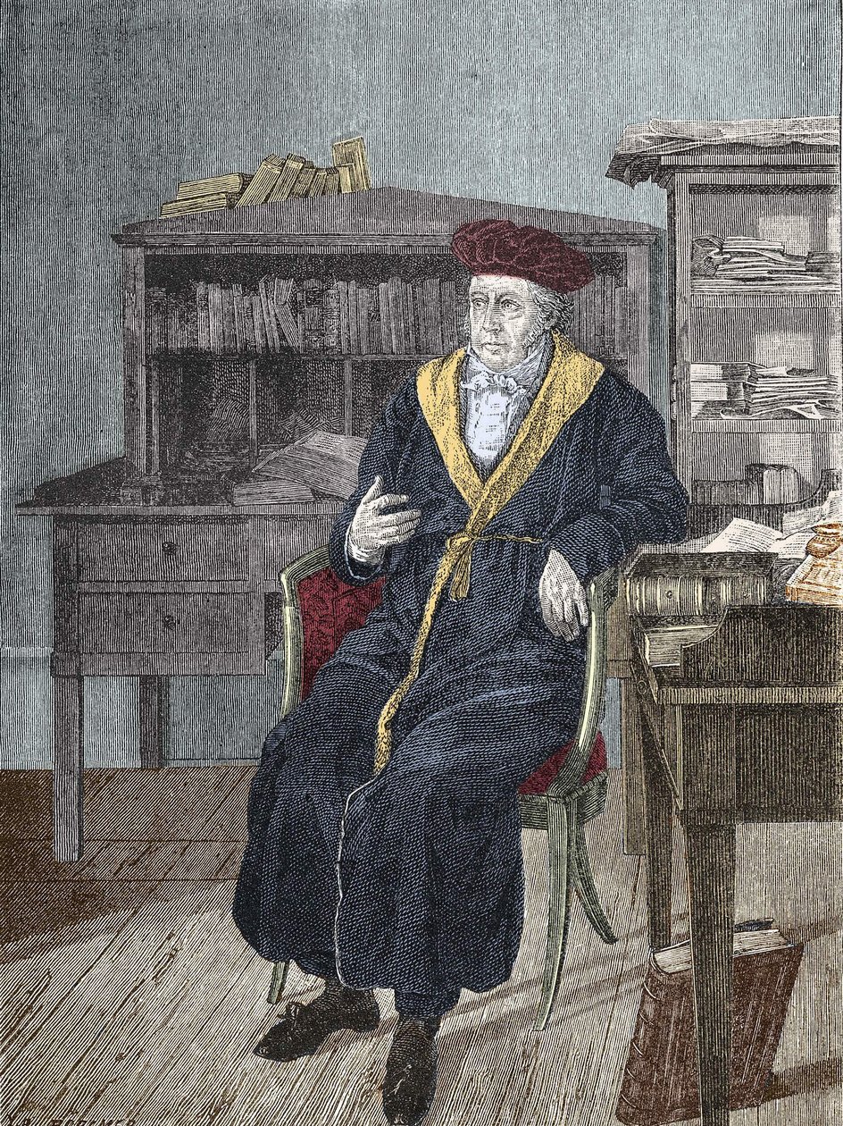 Retrato de Georg Wilhelm Friedrich Hegel em seu escritório (1770 - 1831) Filósofo alemão de Unknown artist