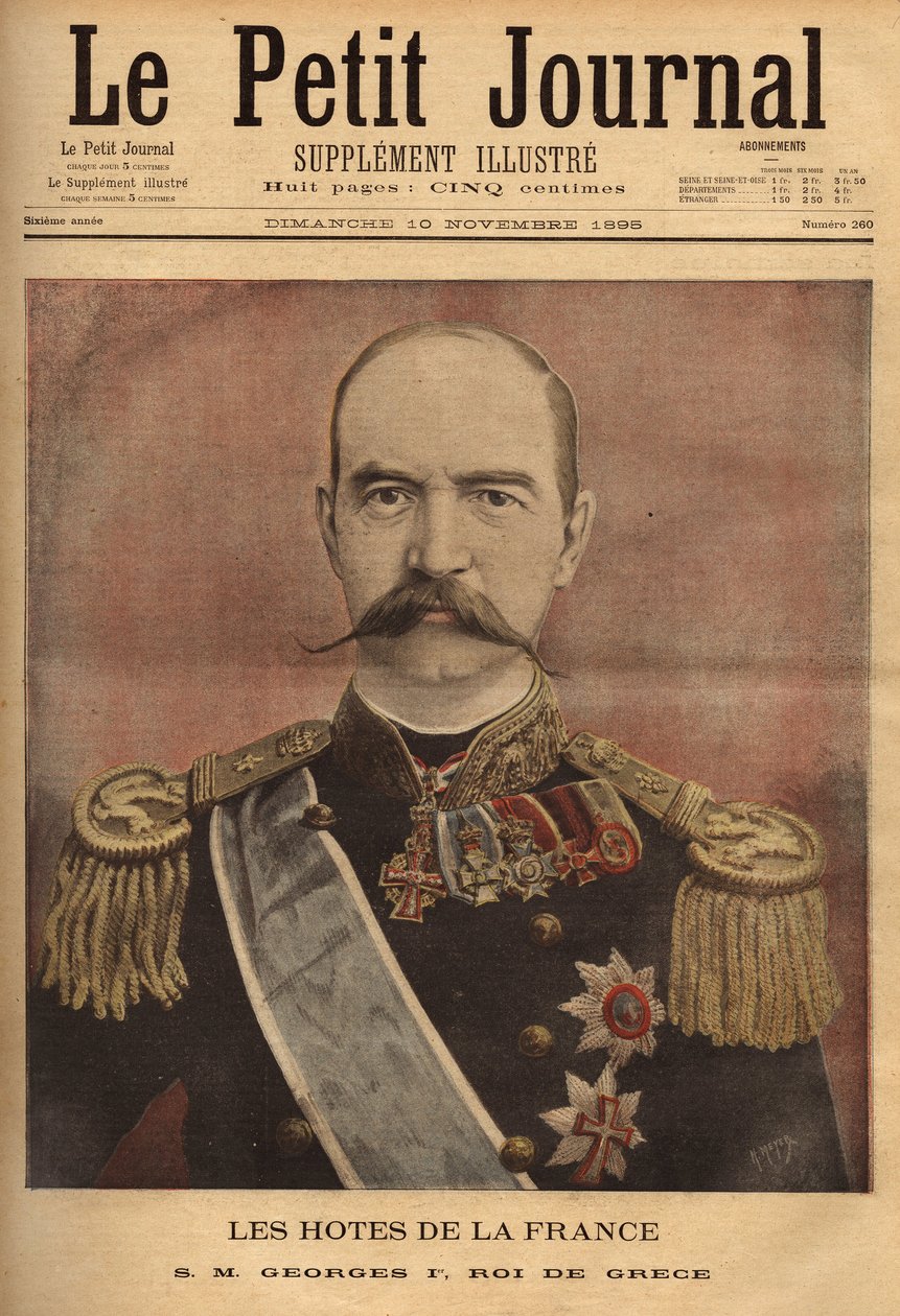 Retrato de Jorge I, Rei da Grécia (1845-1913). Gravura em "Le petit journal" 10/11/1895. Coleção da Selva. de Unknown artist