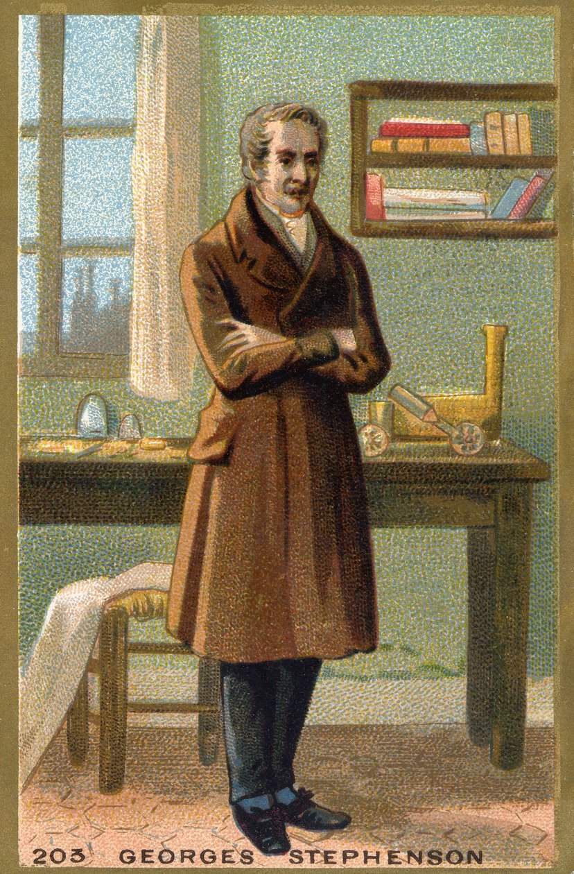 Retrato de George Stephenson (1781-1848), engenheiro britânico. de Unknown artist