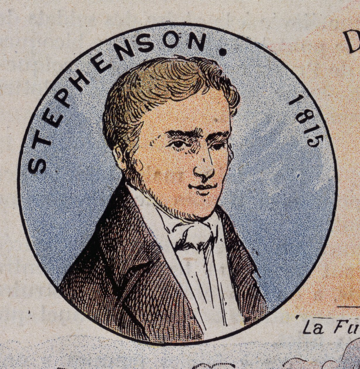 Retrato de Georges Stephenson em 1815 (1781 -1848), engenheiro britânico (primeira locomotiva a vapor em 1814) de Unknown artist