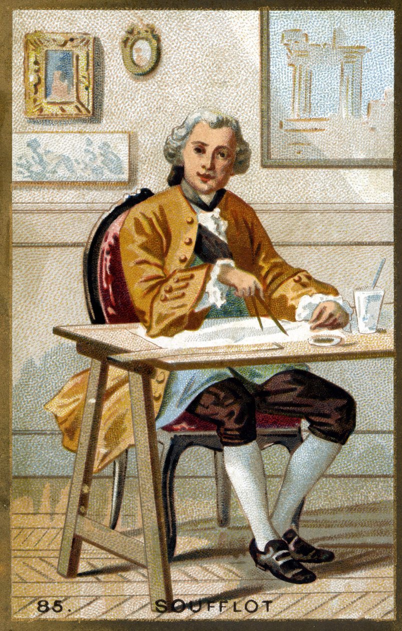 Retrato do soufflot de Germain (1713 - 1780), arquiteto francês. Cromolitografia do final do século XIX. de Unknown artist