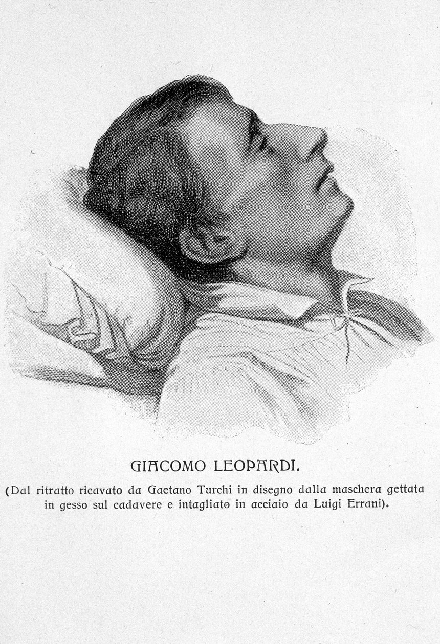 Retrato de Giacomo Leopardi em seu leito de morte de Unknown artist