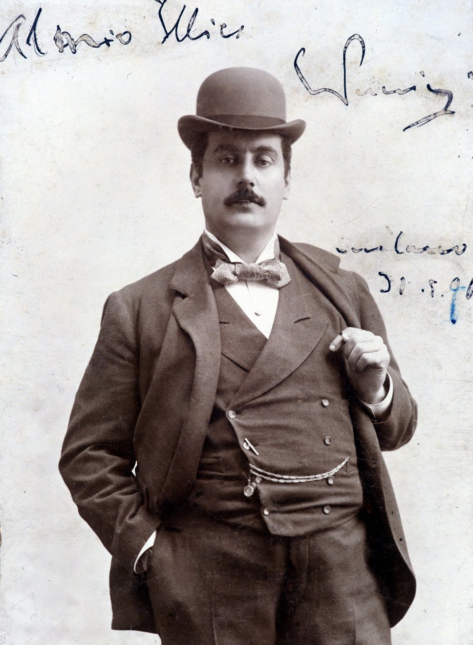 Retrato de Giacomo Puccini em 1896 (1858-1924), compositor italiano. de Unknown artist