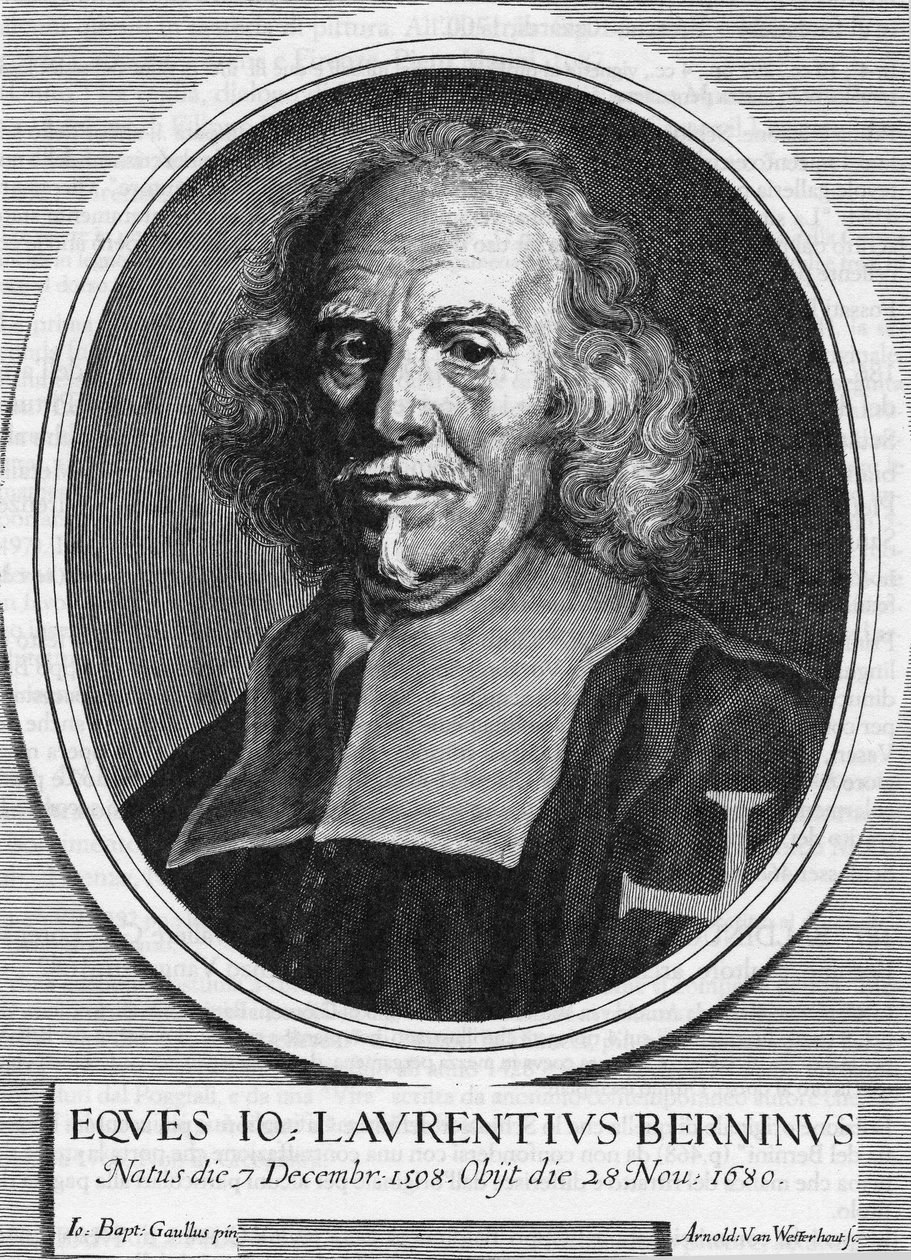Retrato de Gian Lorenzo (Gianlorenzo) Bernini conhecido como The Bernini (1598-1680) (1598 - 1680), escultor, pintor e arquiteto italiano. Gravura de Arnold Van Westerhout, de 1682. de Unknown artist