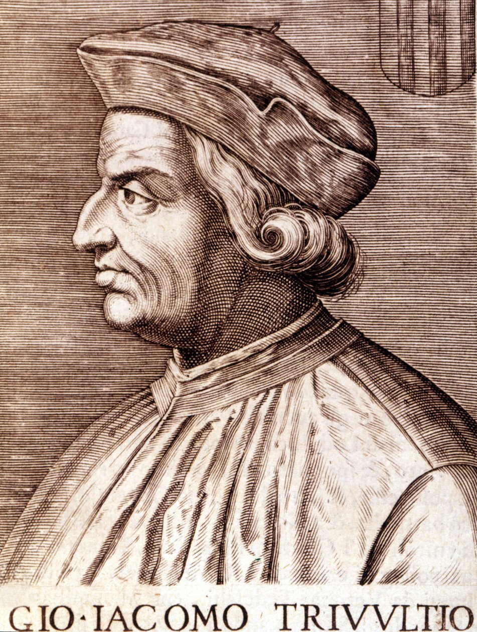 Retrato de Giangiacomo Trivulzio (Marechal Trivulce) Marquês de Vigevano em Trivulce francês. Marechal da França (1448 a 1518). Gravura do século XVII de Unknown artist