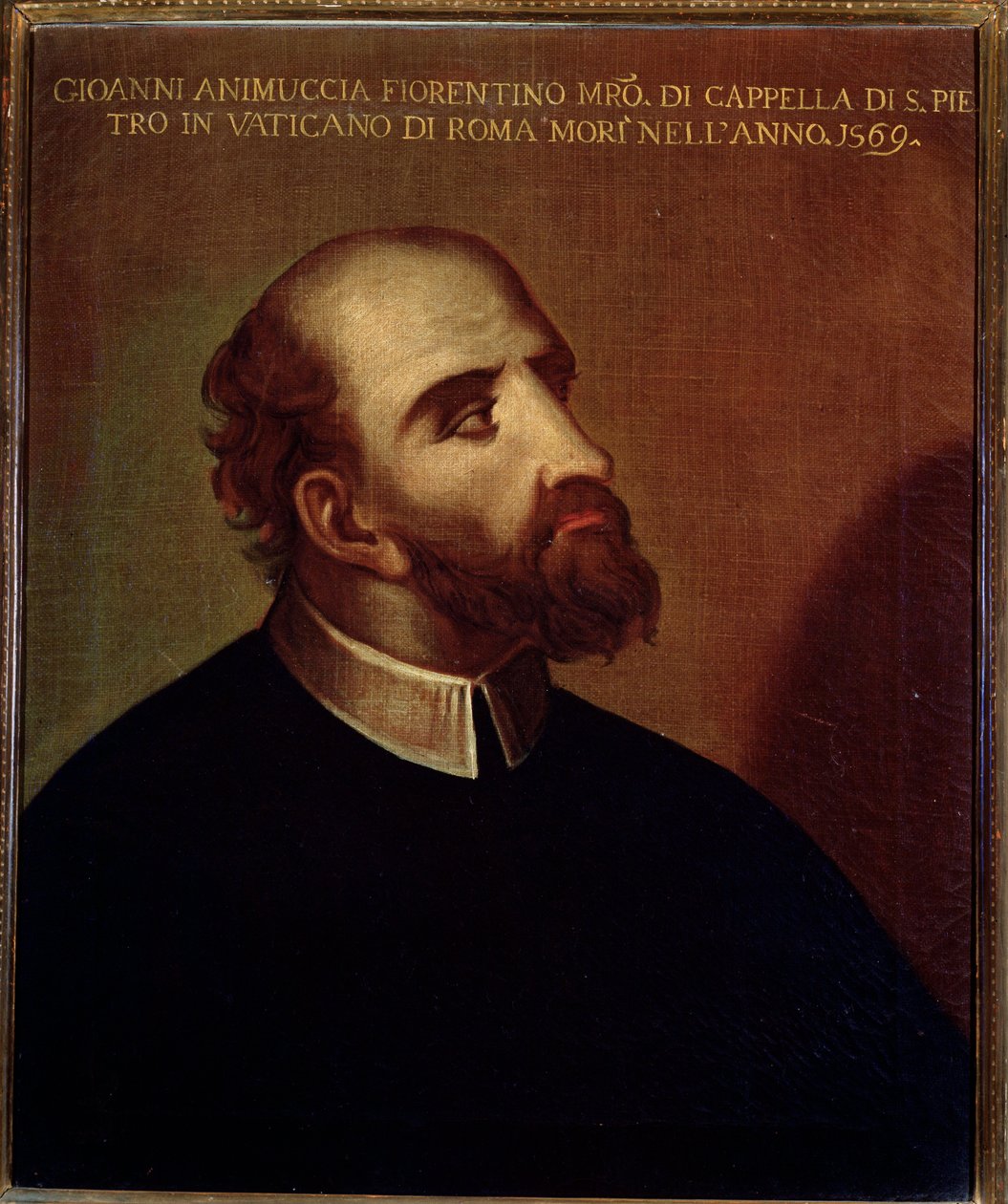 Retrato de Giovanni Animuccia (1514 ca-1571), compositor italiano Anonymous painting. Século XVI Bologna Civico museo Bibliografico de Unknown artist