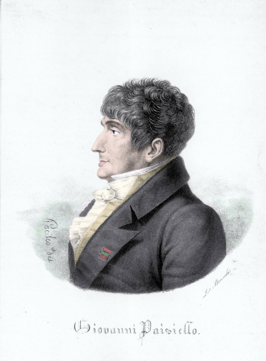Retrato de Giovanni Paisiello (ou Paesiello ou Paesieillo) (1740-1816), compositor italiano. Gravura do século XIX de Unknown artist